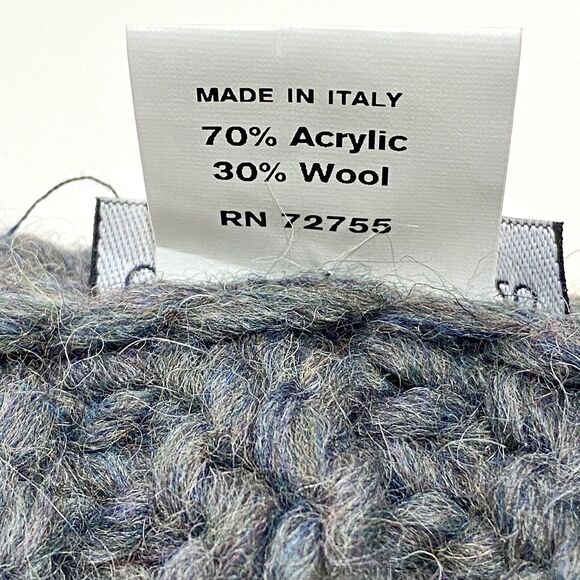 Cintelli e Galluzzo Acrylic Wool Blend Chunky Knit Fringe Scarf Gray Italy 76x9 - Picture 7 of 7